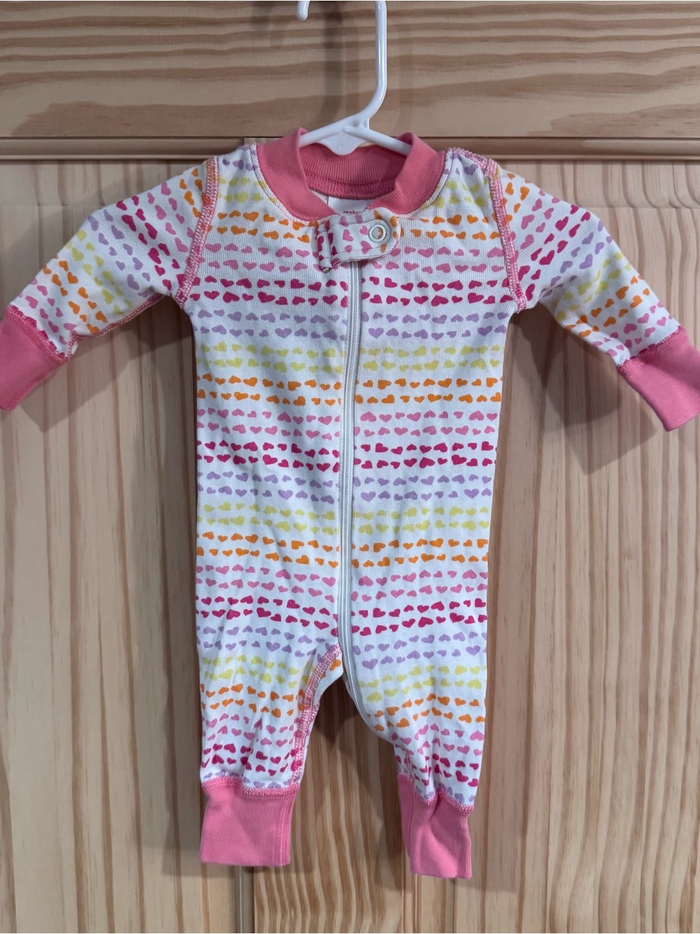 Hanna Andersson Newborn Pajama One Piece Onesie Foot Hearts Colorful Organic
